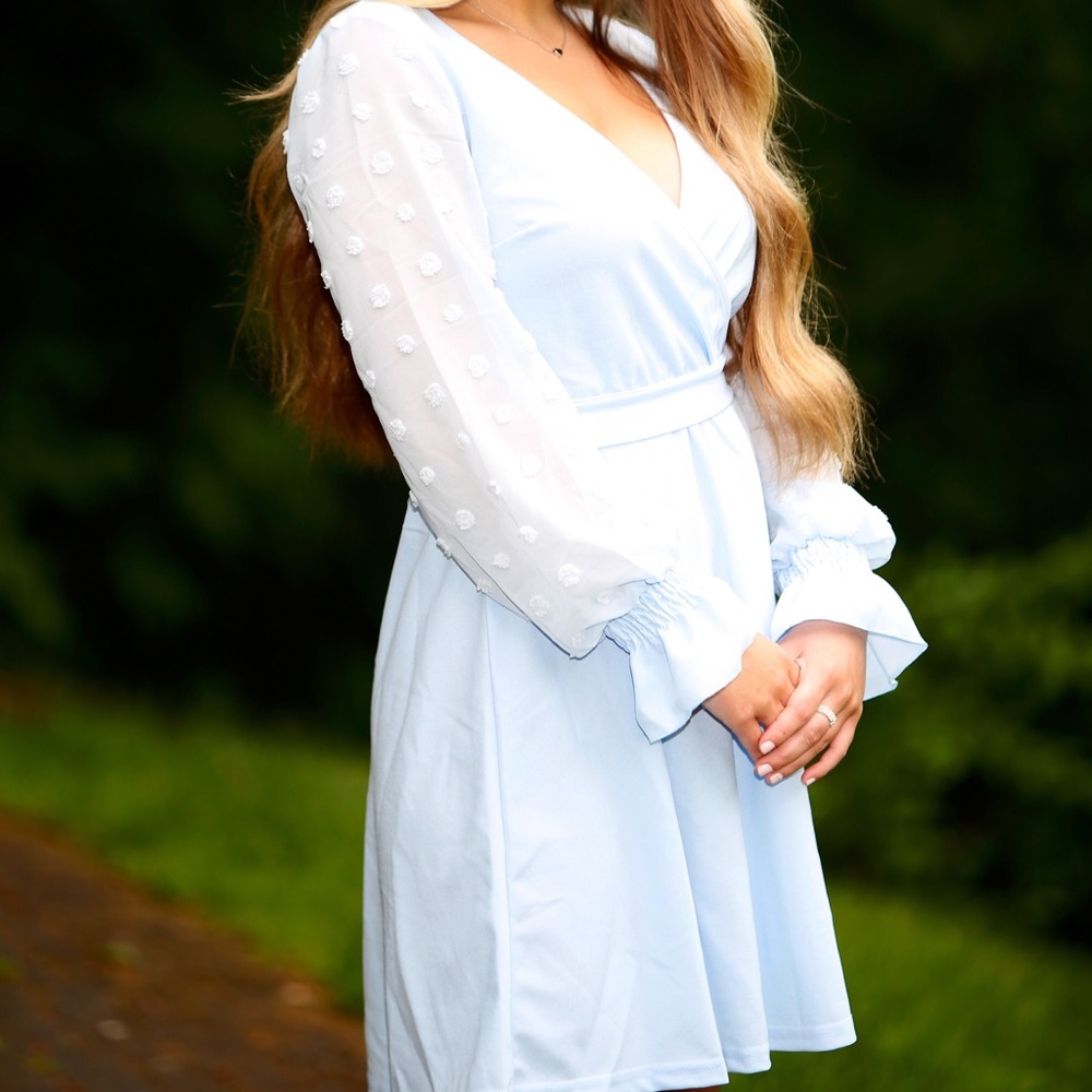 Long Sleeve Baby Blue Dress